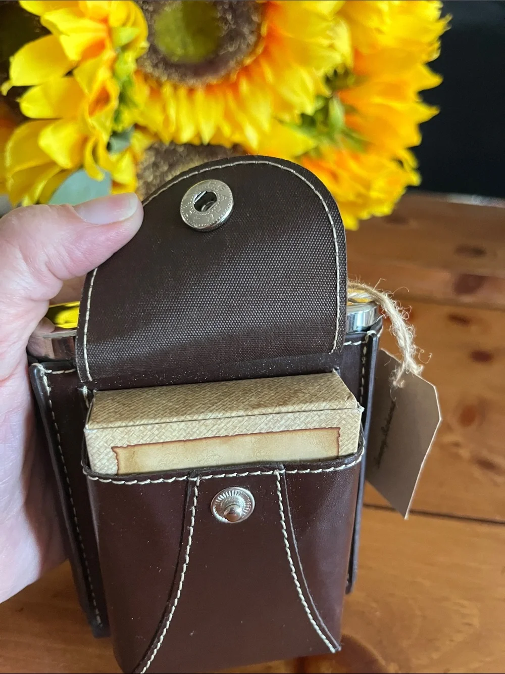 Tommy Bahama Dark Brown Leather Flask-Style Phone Case